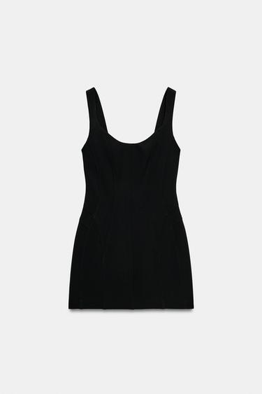 VOLUMINOUS SEAMED MINI DRESS - Black by Zara