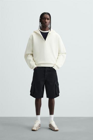 BERMUDA DENIM CARGO - Negro de Zara