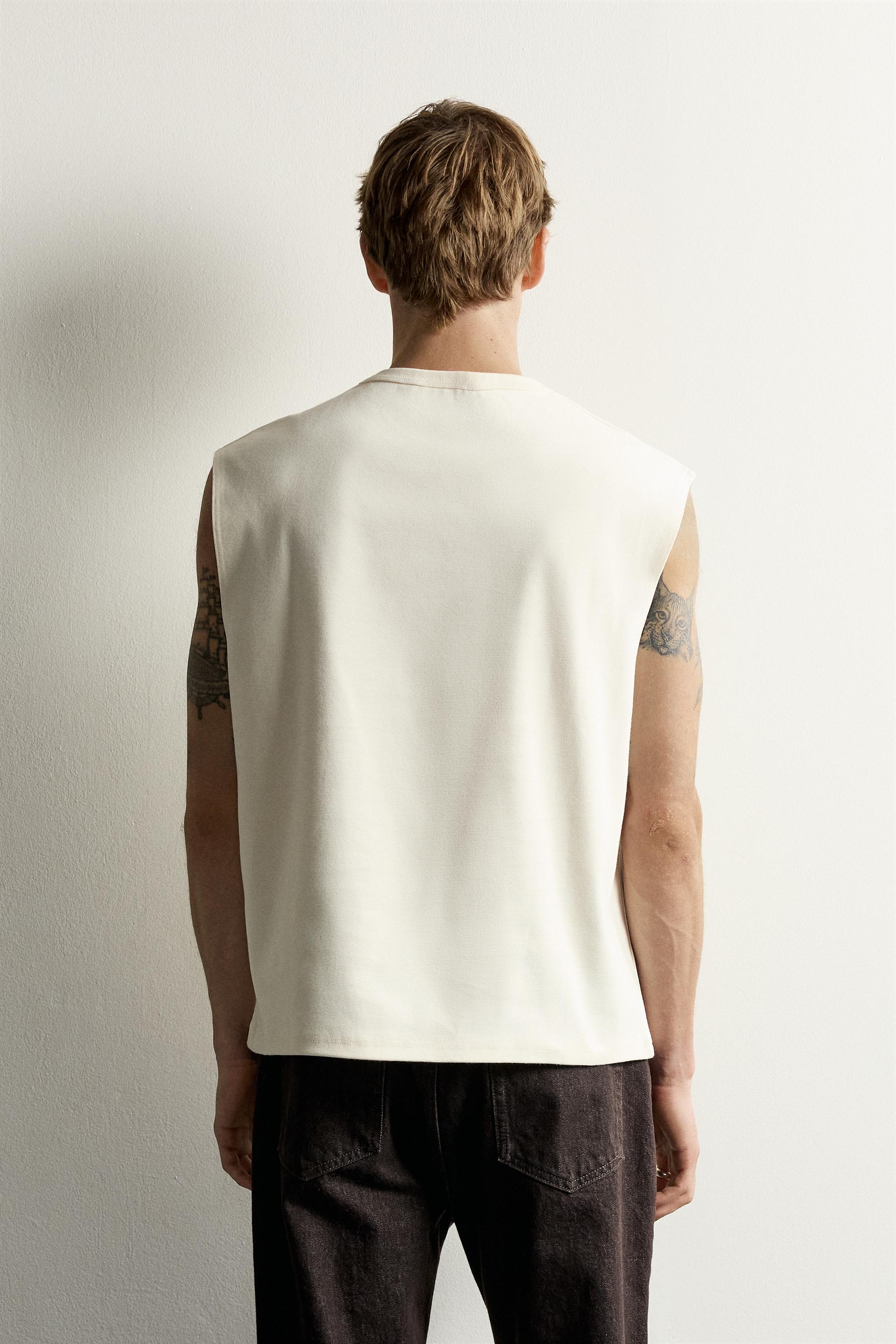 Мужские топы Zara COMPACT RIBBED TANK TOP — фото 3