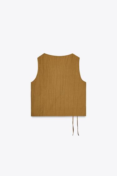 TOP-WESTE IM KNITTERLOOK - Olivgrün von Zara