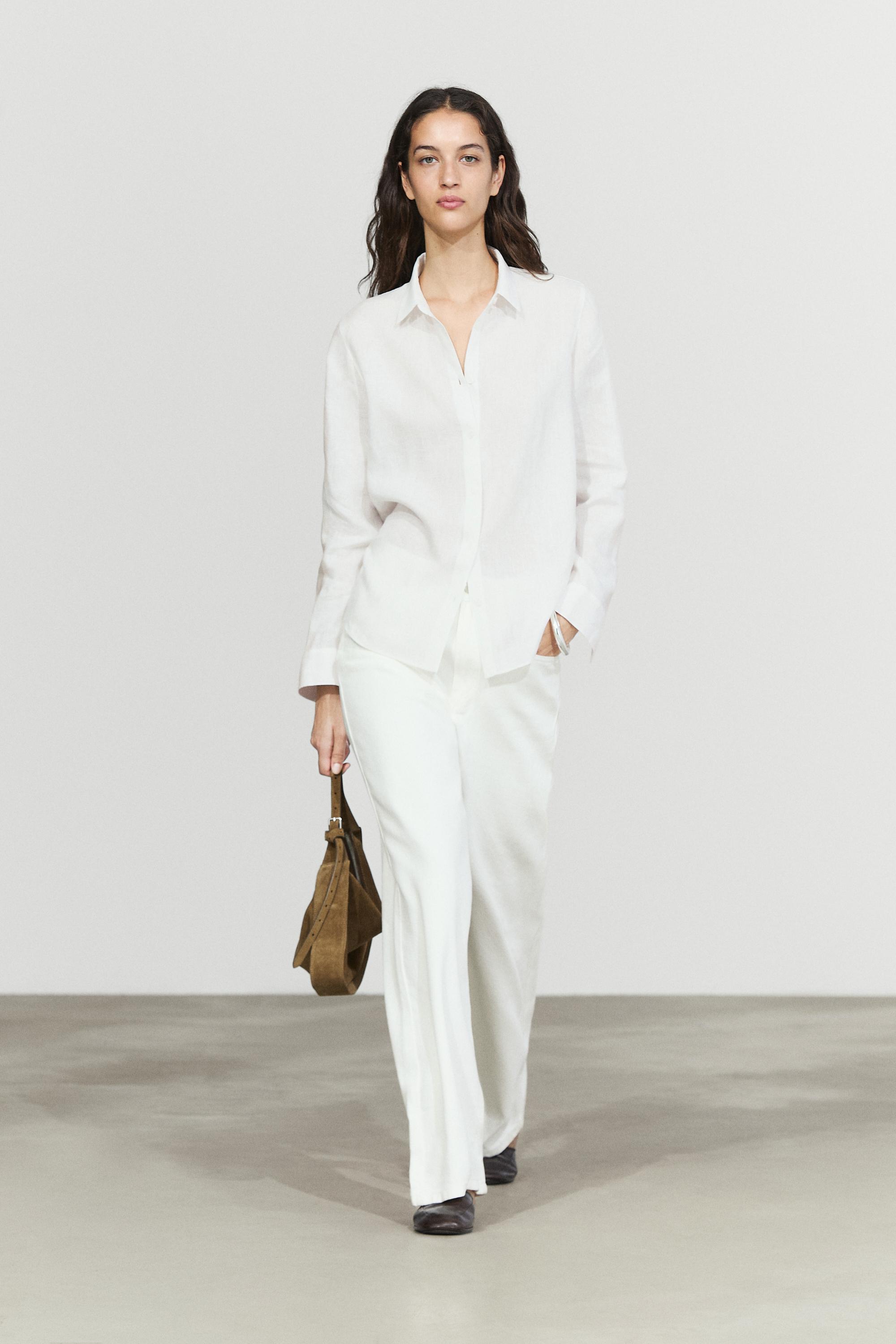 Flowing 100% linen shirt — White