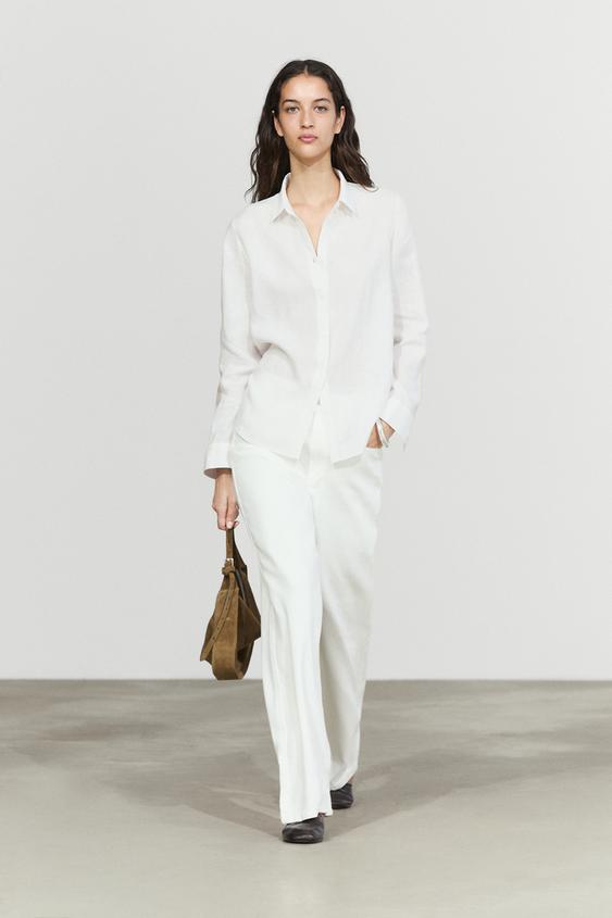 Zara Flowing 100% linen shirt - White - Image 0