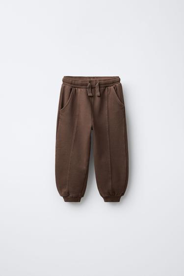 PANTALÓN JOGGER  GARMENT DYE NERVIO - Marrón de Zara