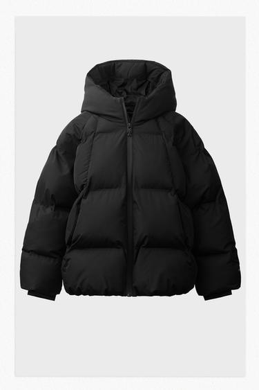 WATER-REPELLENT HOODED PUFFER JACKET - Black by Zara