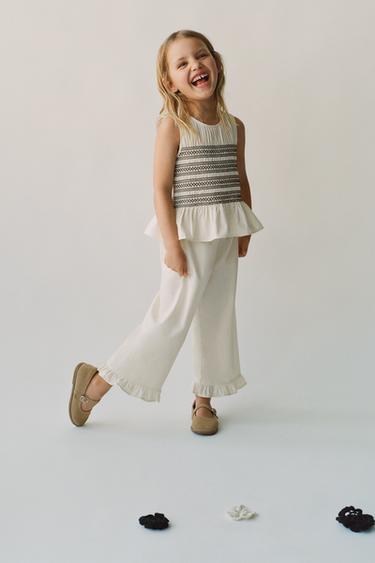 TROUSERS WITH FRILLS - Ecru by Zara