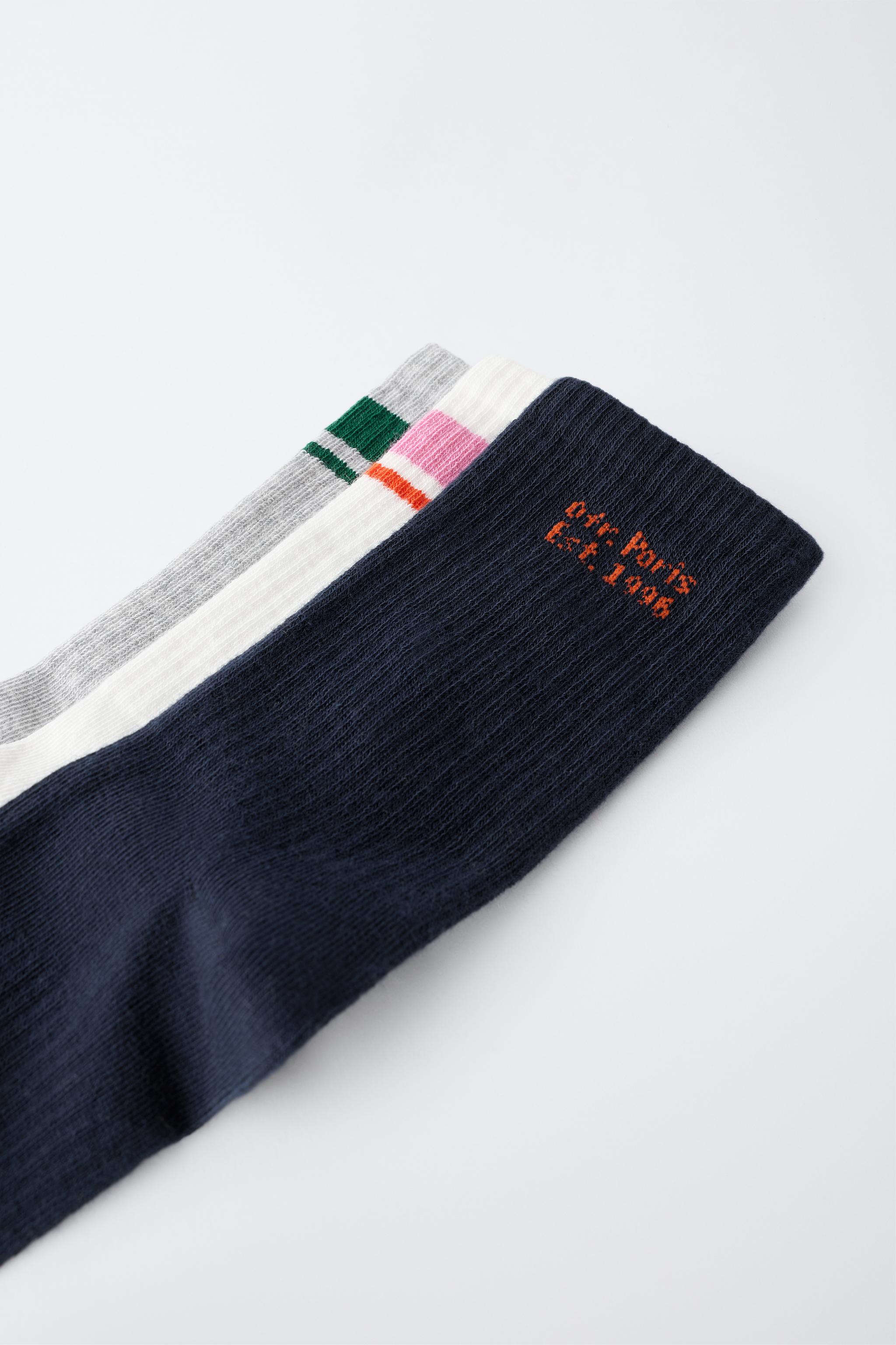 LOT DE TROIS PAIRES CHAUSSETTES MI-HAUTES À BANDES 0FR. PARIS X ZARA