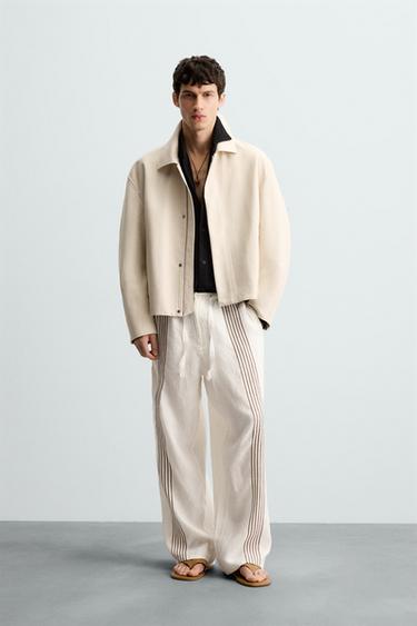 Zara RELAXED FIT BOMBER JACKET - Sand