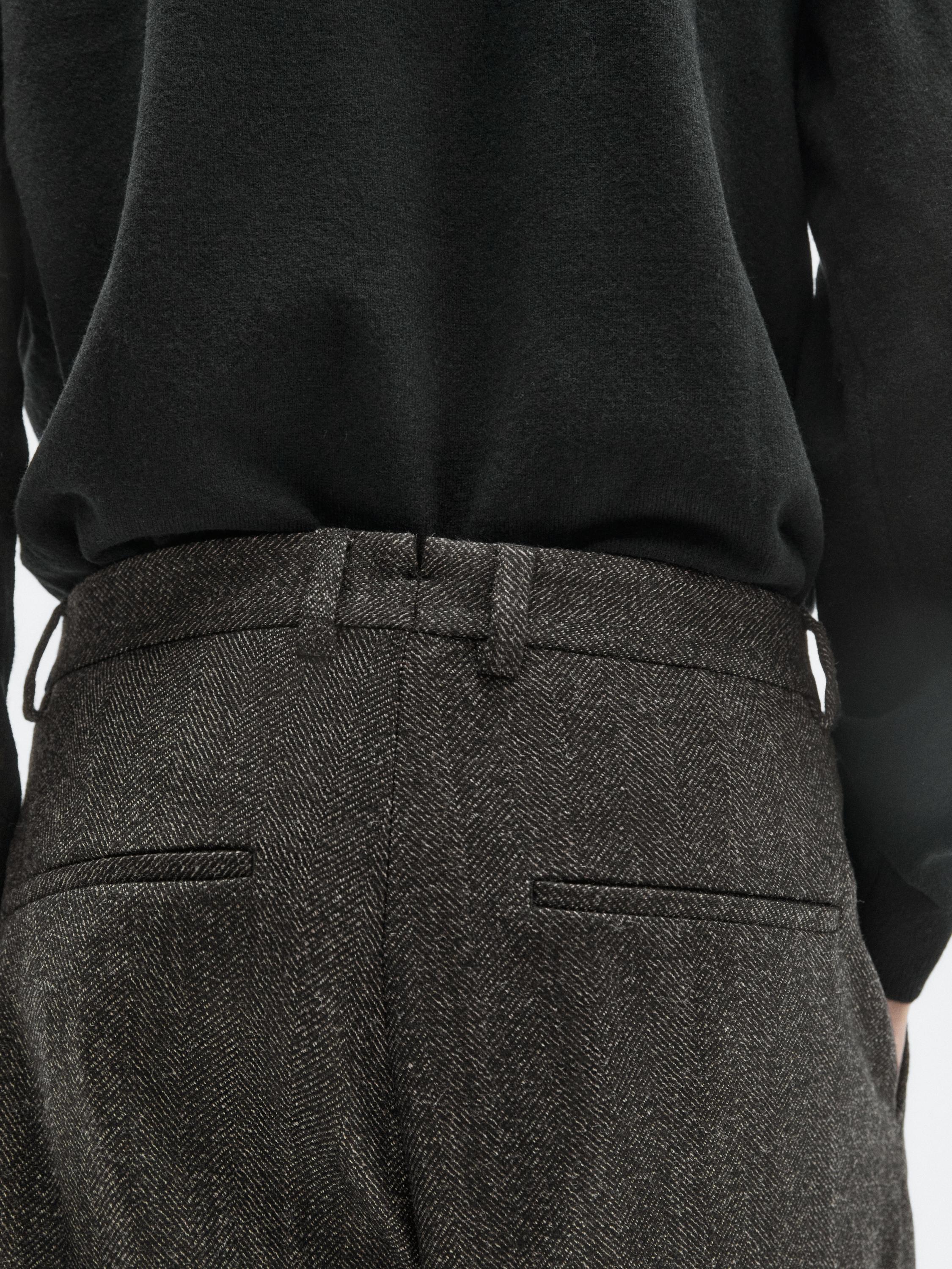 Herringbone wool blend trousers - LIMITED