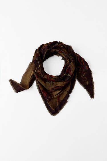 Zara FLORAL PRINT BANDANA - Toffee