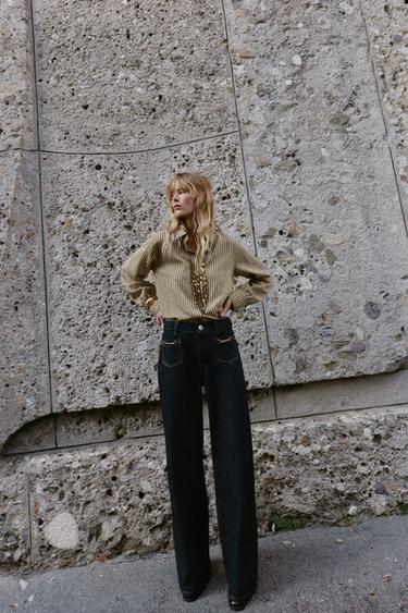 JEAN Z1975 JAMBE LARGE TAILLE MOYENNE CHAÎNES - Bleu de Zara - Image 3