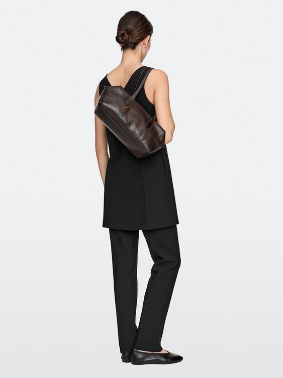 Bolso west satchel piel napa - Marrón de Zara - Imagen 0