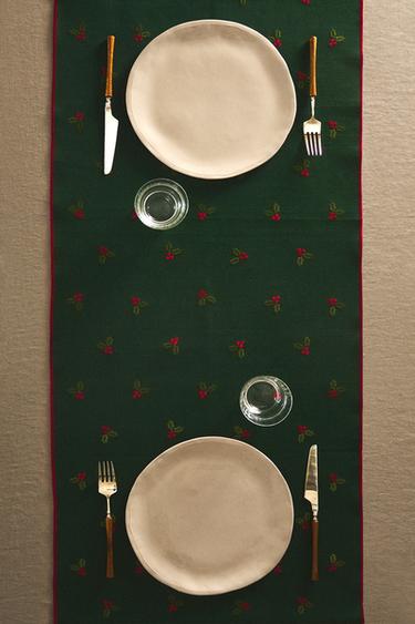 CHEMIN DE TABLE BRINDILLES NOËL - Vert de Zara - Image 5