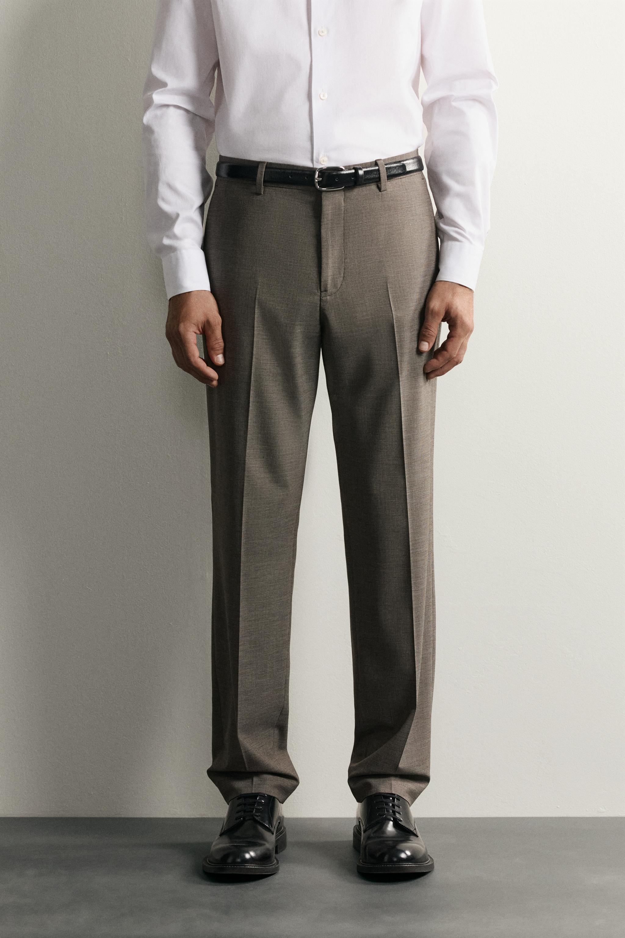HOUNDSTOOTH REGULAR FIT SUIT TROUSERS