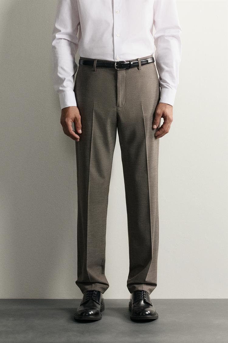 Pantalones de traje de corte regular con estampado de pata de gallo 2