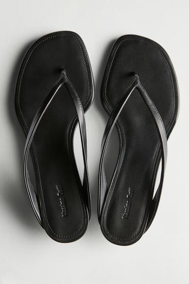Zara Mid-heel sandals with toe divider - Black - Image 0