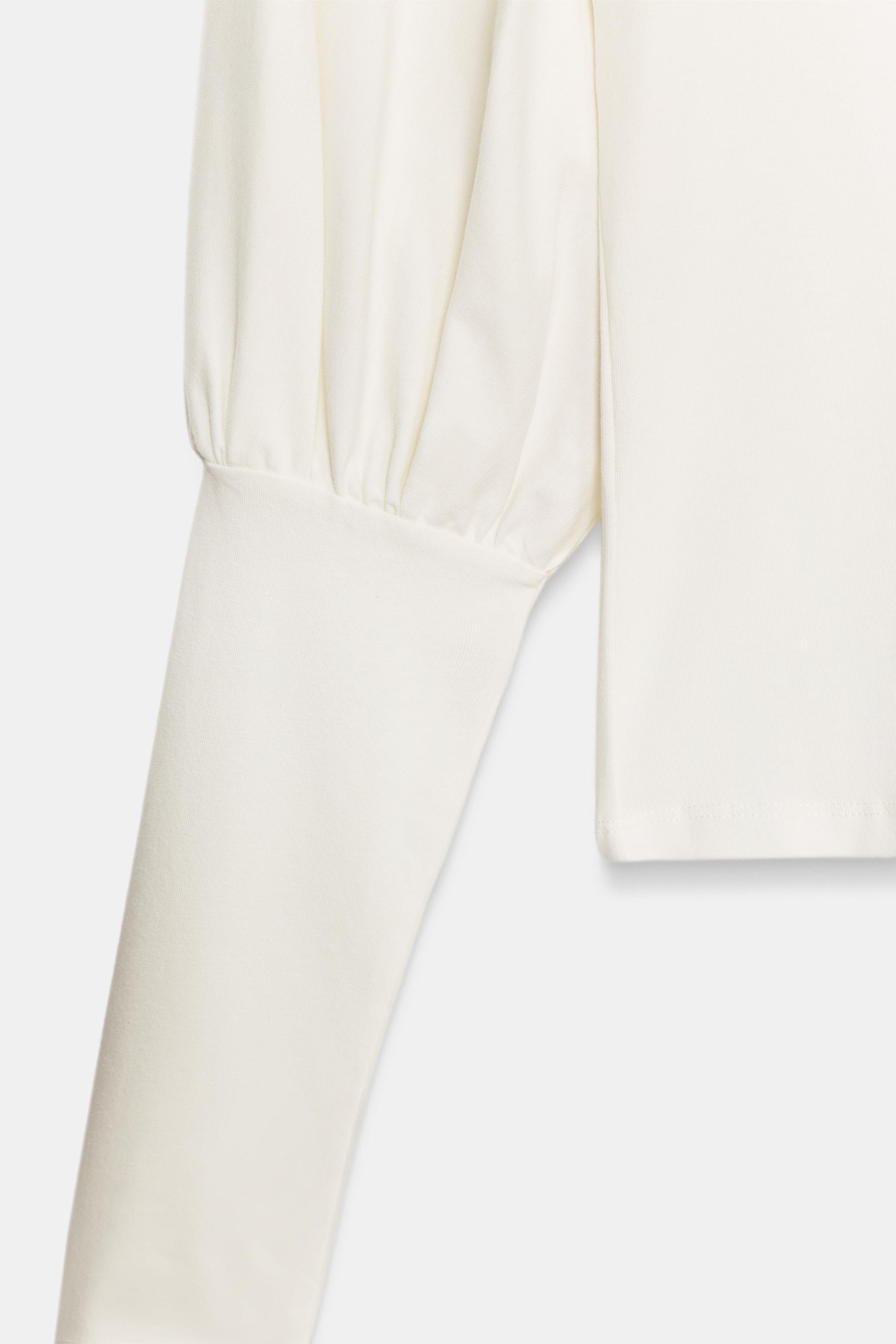 Женские футболки Zara PUFF SLEEVE T-SHIRT — фото 4