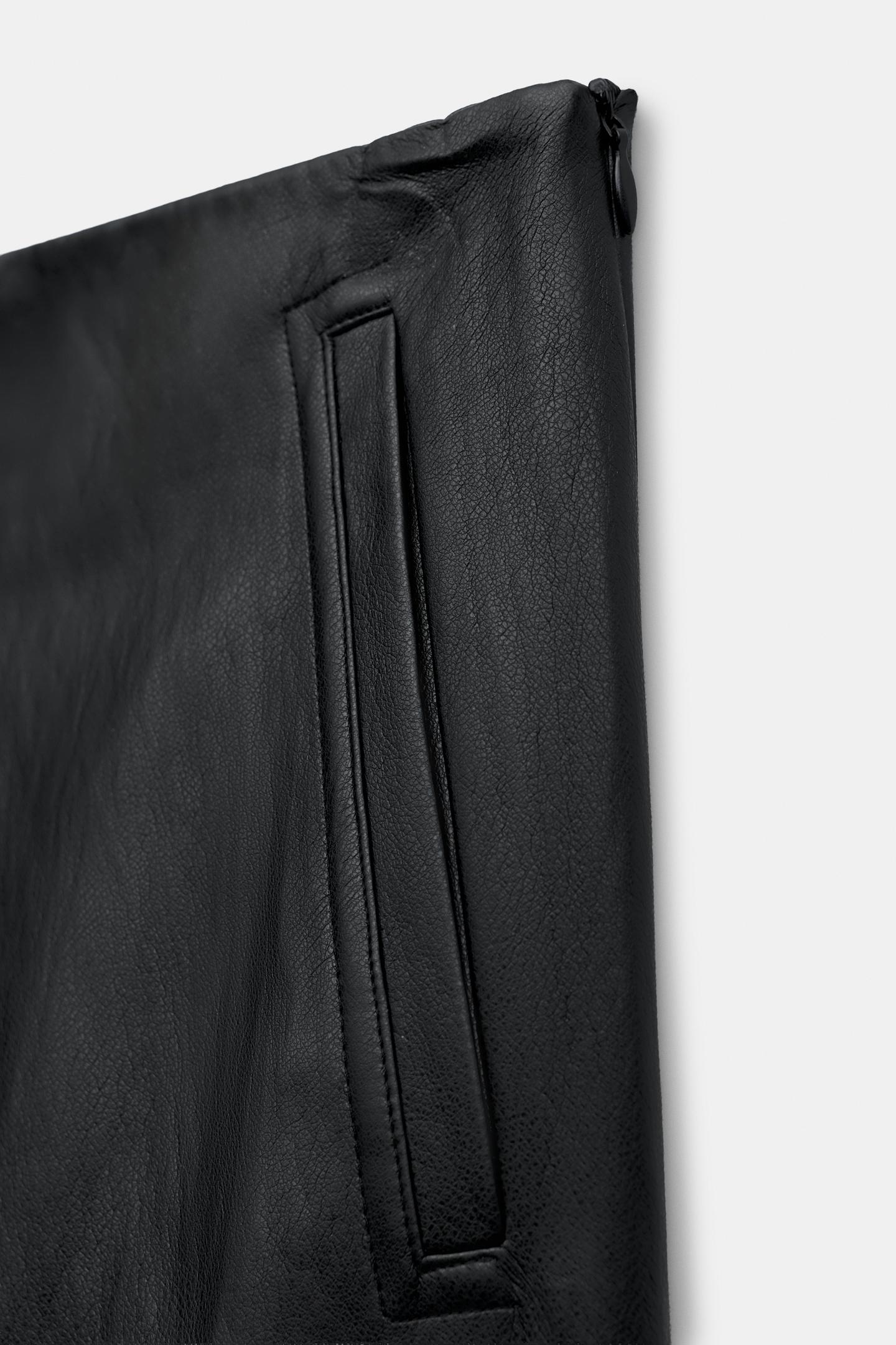 Женская юбка Zara Faux Leather Effect MIDI, цвет: Чёрный — фото 7