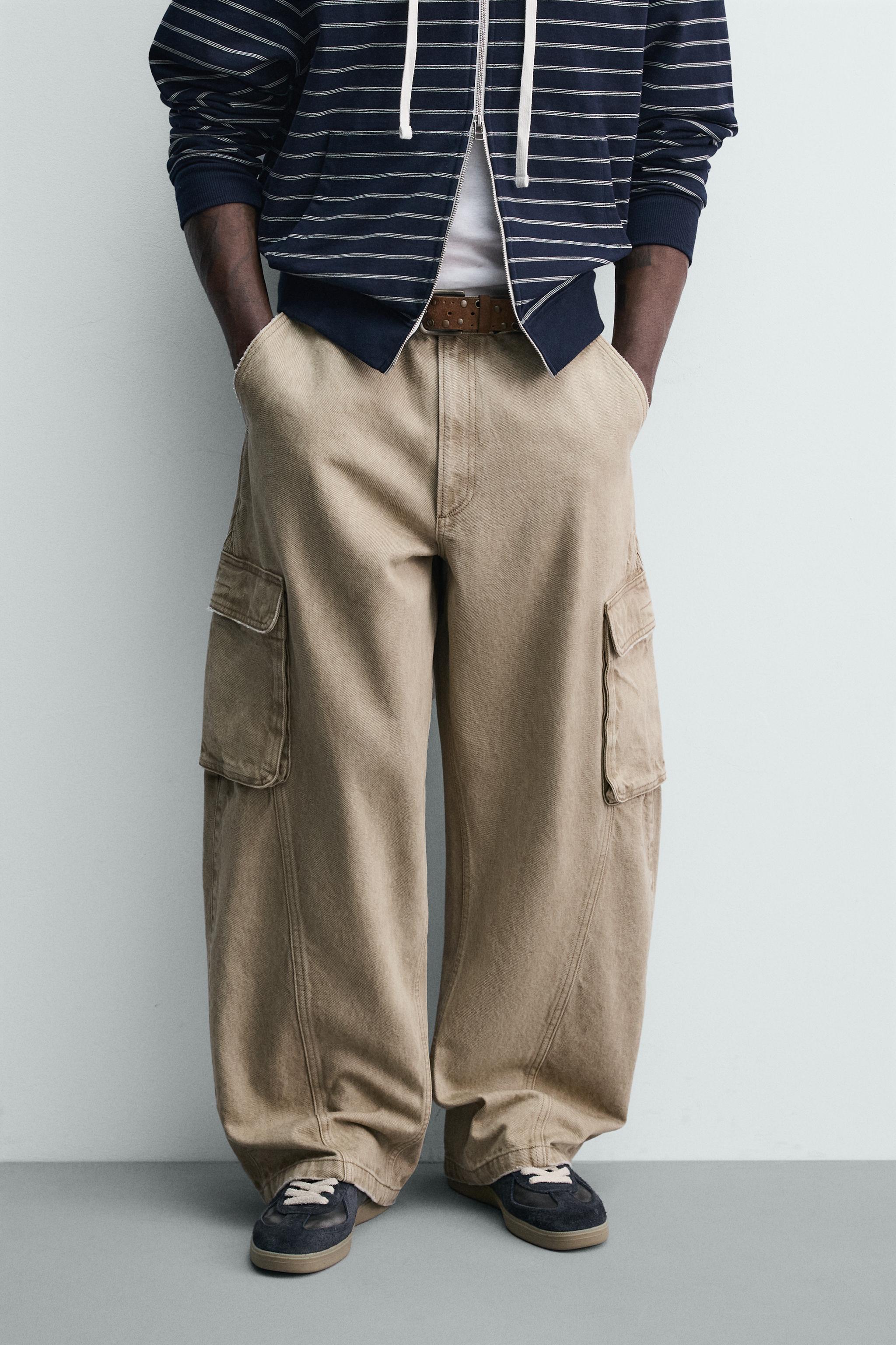 BALLOON FIT CARGO TROUSERS — Beige (alternate view)