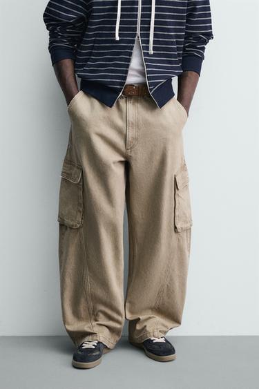BALLOON FIT CARGO TROUSERS - Beige by Zara