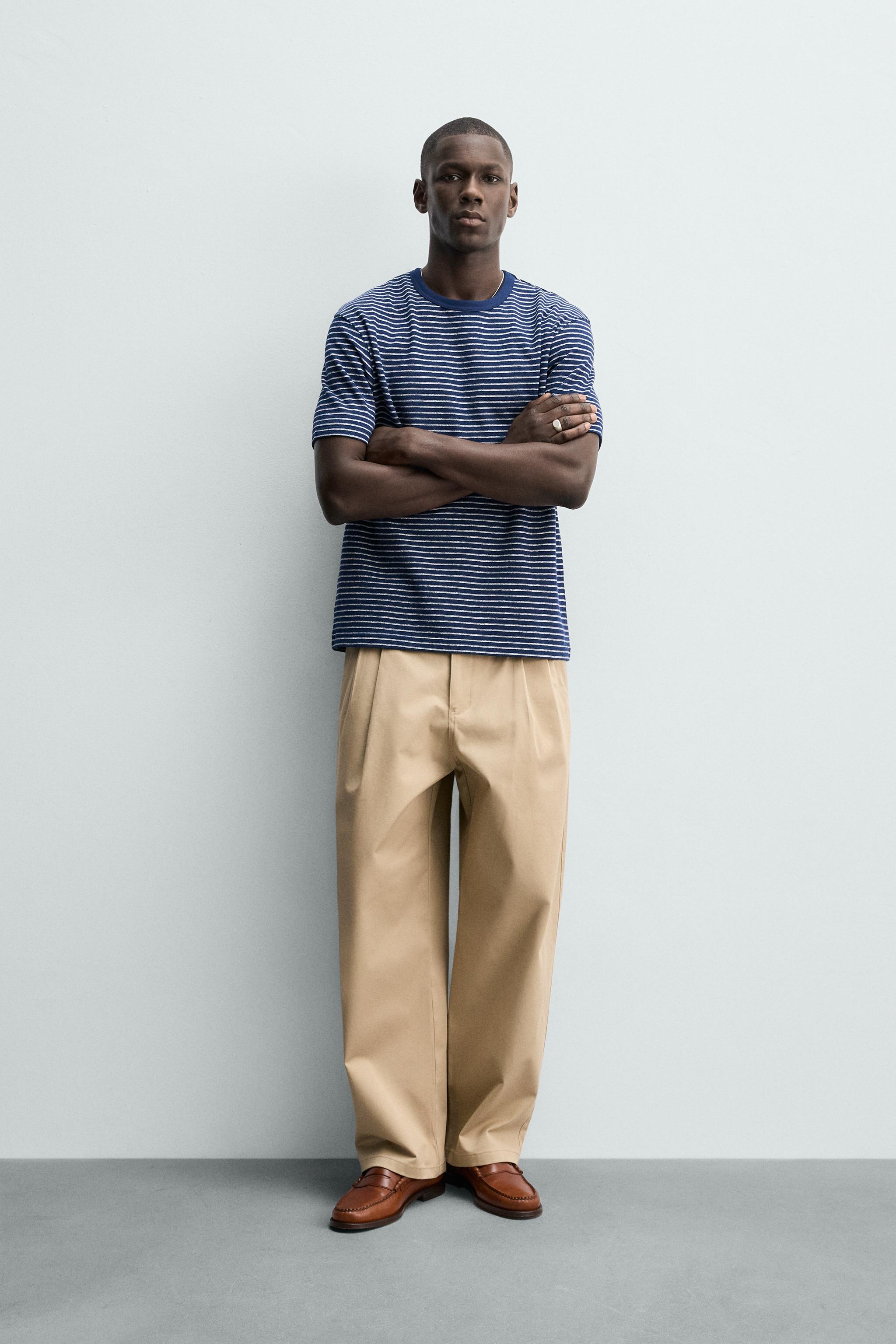 JACQUARD STRIPE T-SHIRT - Blue / White | ZARA United States