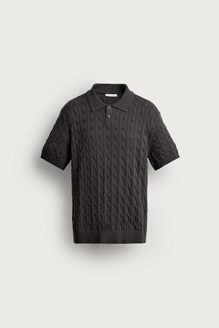 CABLE KNIT POLO SHIRT