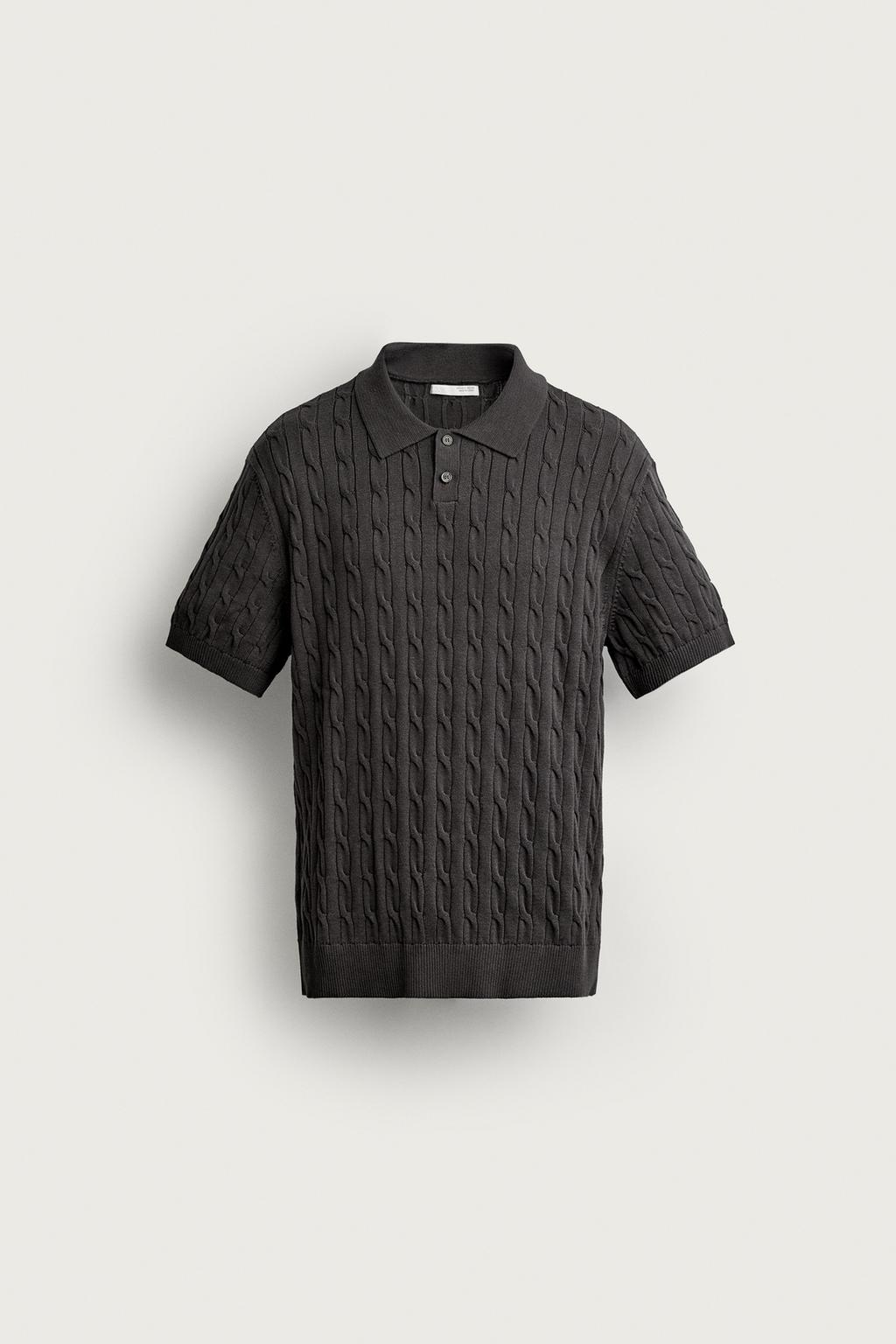 CABLE KNIT POLO SHIRT