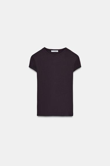T-SHIRT AJUSTÉ À MANCHES COURTES - Marron de Zara