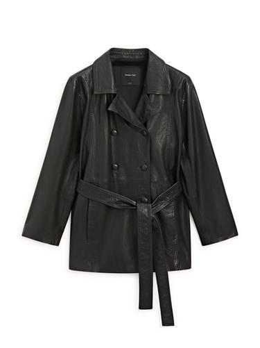 Zara Nappa leather jacket with belt detail - Black