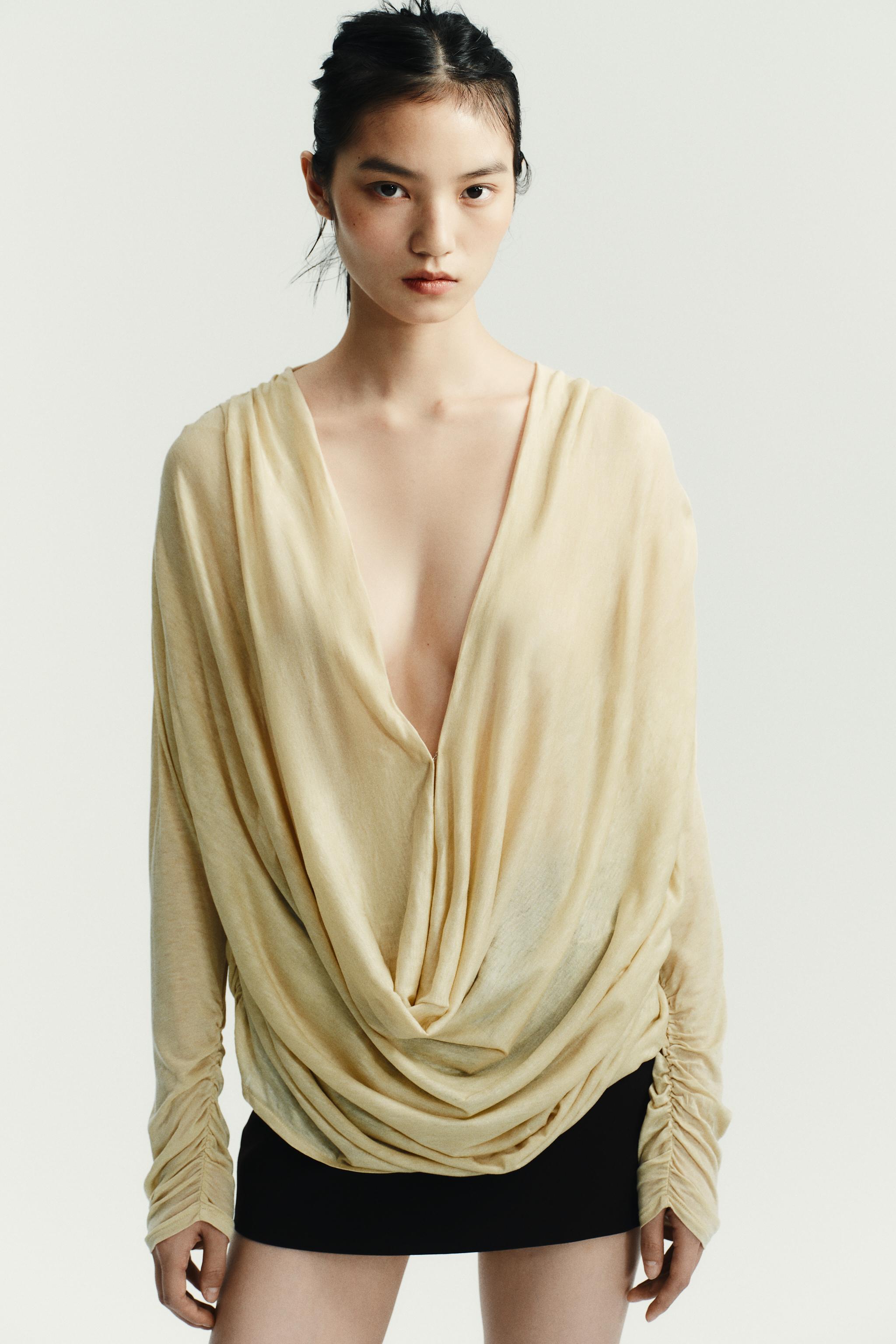 DRAPED TOP - Bone | ZARA United States