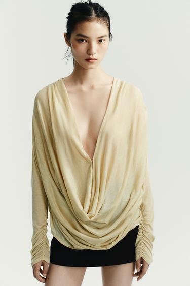 DRAPED TOP - Bone by Zara - Image 1