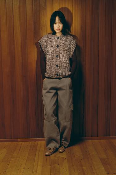 Zara 粗針織背心 - 米棕色