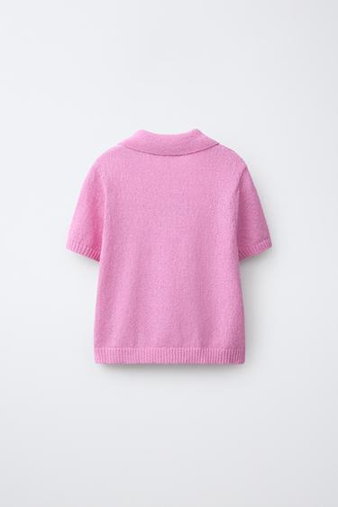 KNIT POLO SHIRT - Pink by Zara - Image 1