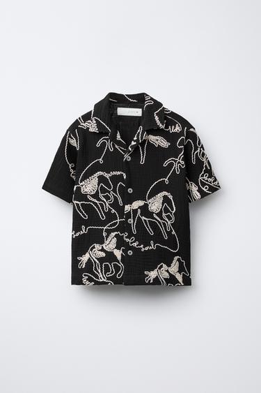 قميص مطرّز - أسود الخاص بـ Zara - صورة 0