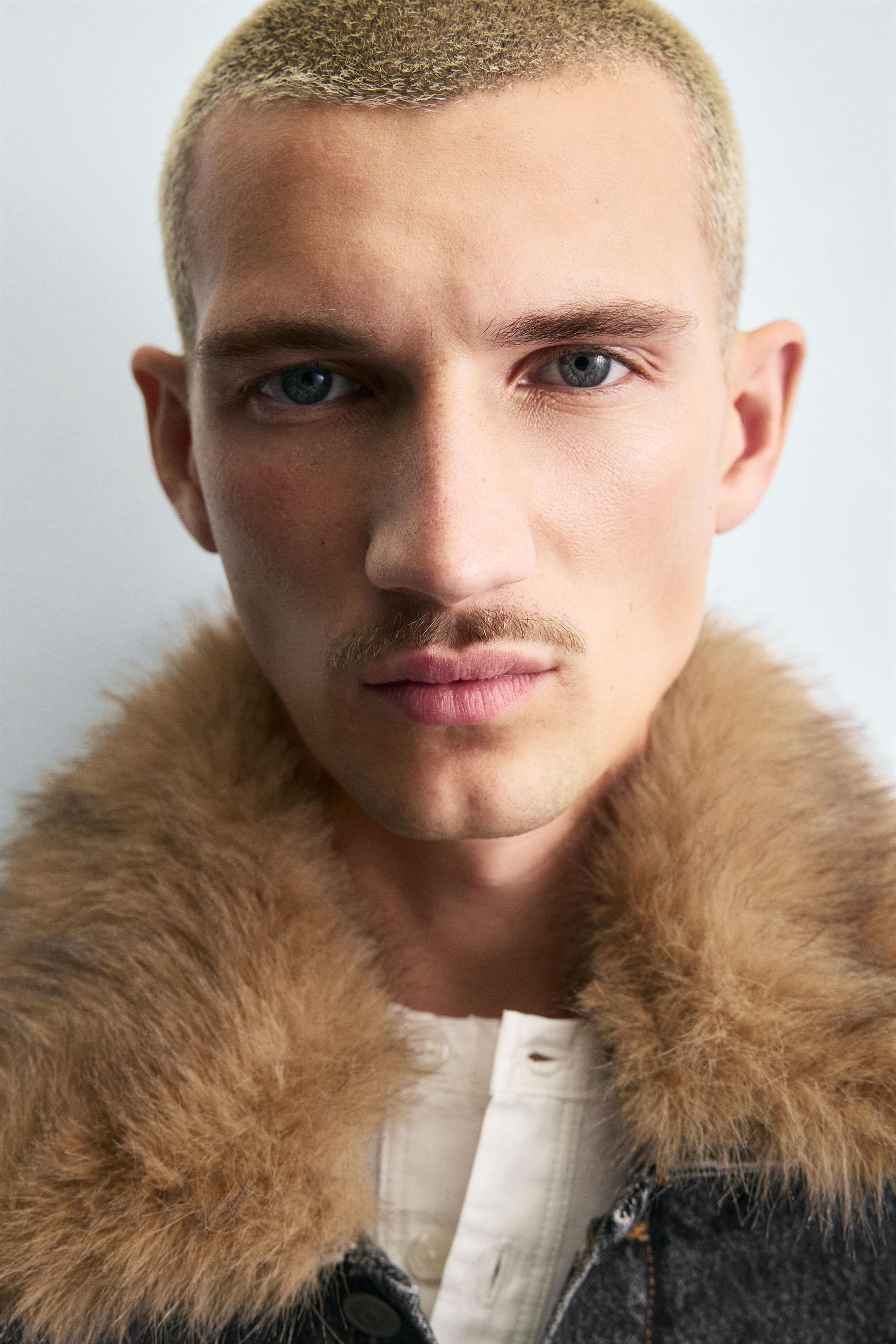 フェイクファーカラー デニムジャケット - カーボン | ZARA Japan / 日本