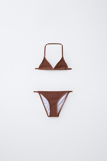 AGE 6–14 / RIB TRIANGLE BIKINI - Brown by Zara - Image 0