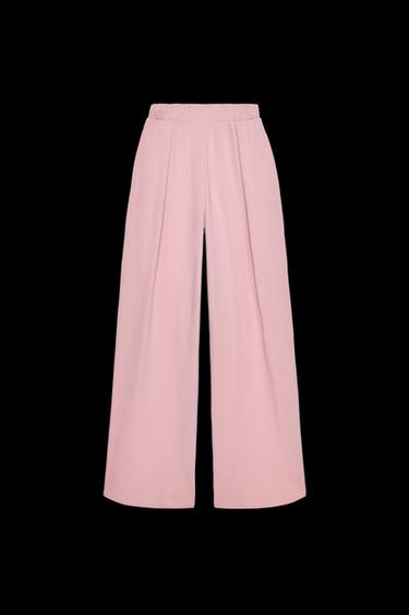 WASHED-EFFECT INTERLOCK TROUSERS - Dusty pink by Zara - Image 0