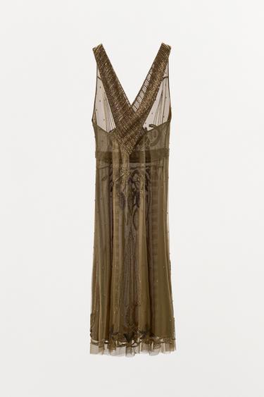 ROBE EN TULLE BRODÉE DE FANTAISIE - Or de Zara - Image 4