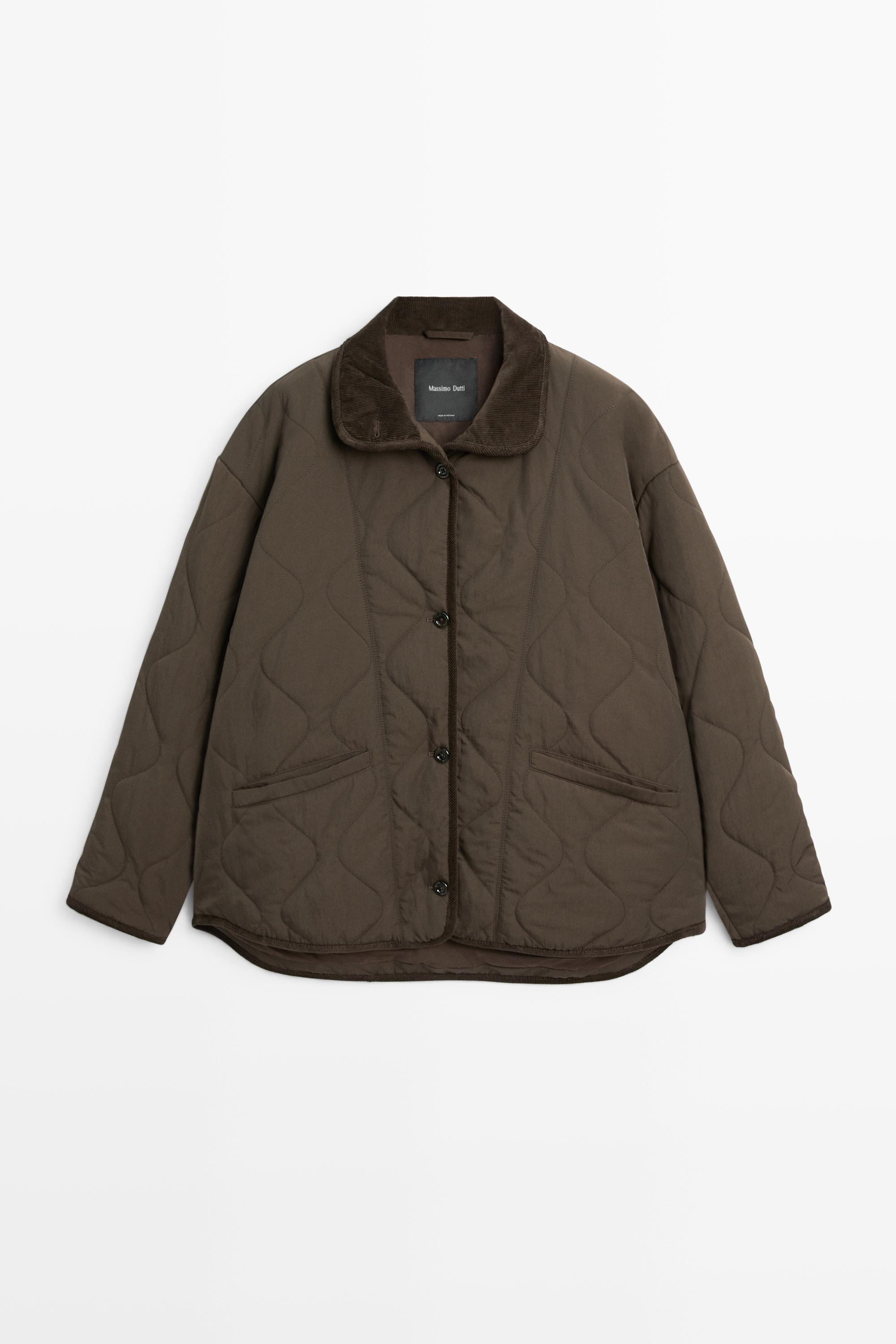Jacket with wavy stitching detail — Brown