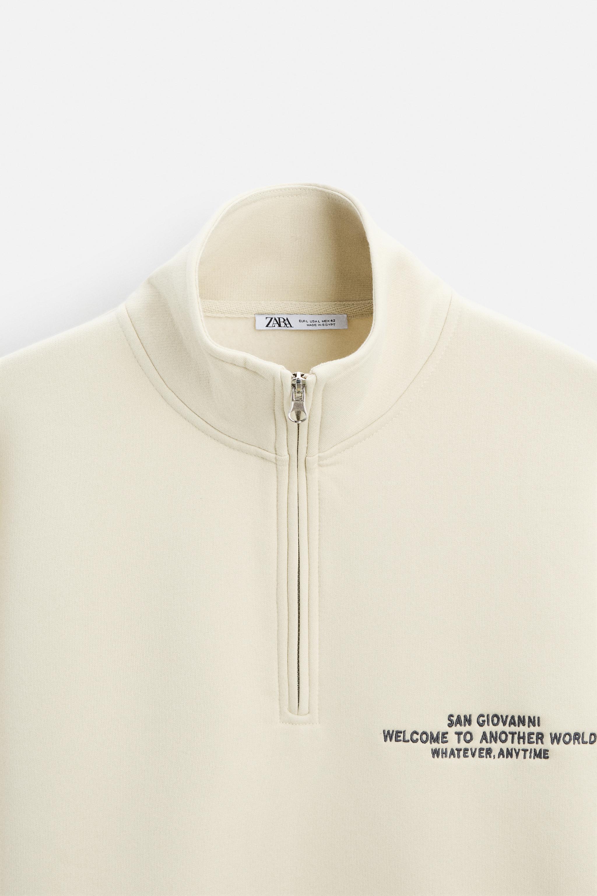 QUARTER ZIP SWEATSHIRT - Light beige | ZARA United States