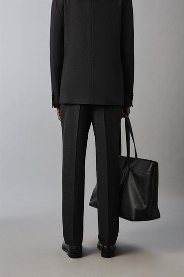 PANTALON DE COSTUME STRUCTURÉ À CARREAUX - Gris anthracite de Zara - Image 2