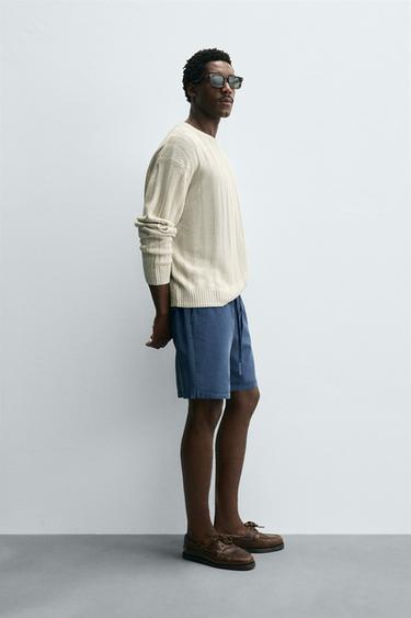 BERMUDA COUPE DÉCONTRACTÉE LYOCELL - COTON - Bleu de Zara - Image 3