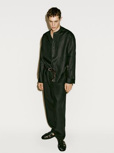Zara Regular fit linen shirt - Limited Edition - Black - Image 0