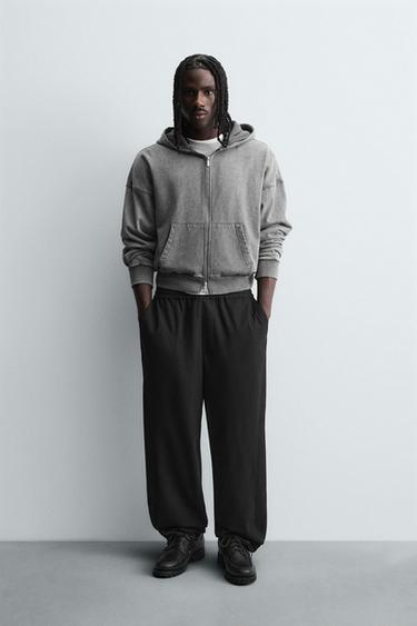 TEXTURED RELAXED FIT TROUSERS - Black by Zara