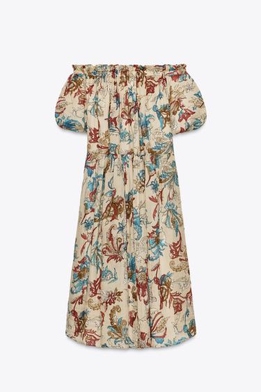 ROBE EN RAMIE IMPRIMÉE ZW COLLECTION - Sable de Zara - Image 8