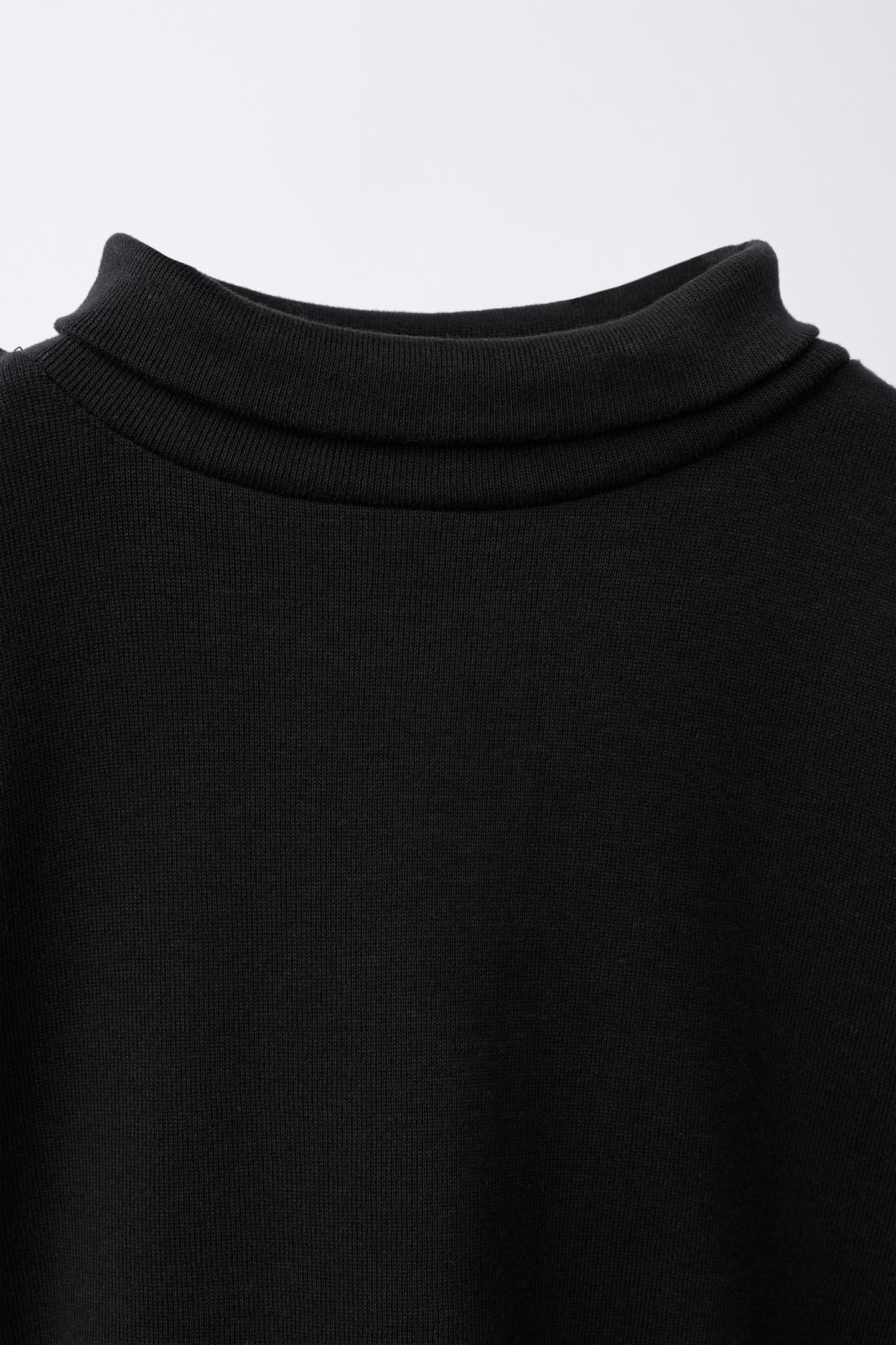 Детская футболка Zara Solid Turtleneck, цвет: Чёрный — фото 3