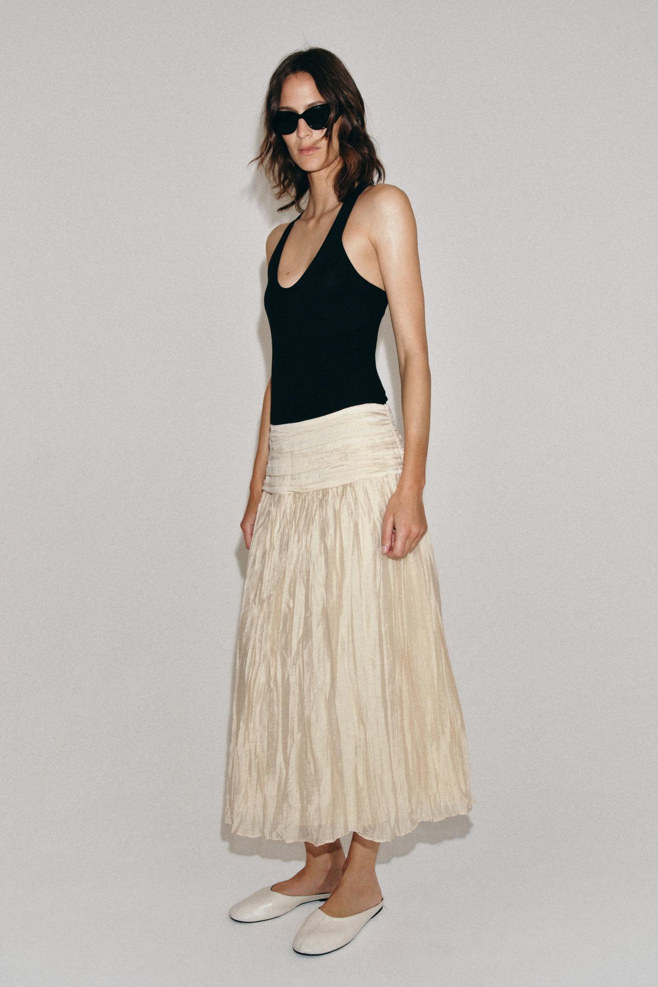 Falda midi drappeada