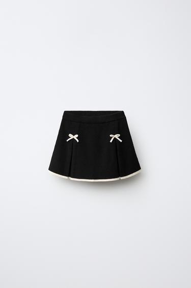 Zara KNIT SKIRT WITH TIES - Black