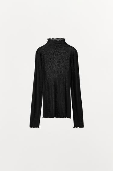 Zara LÜOTSELLI SISALDUSEGA ÜHEVÄRVILINE SÄRK - Must