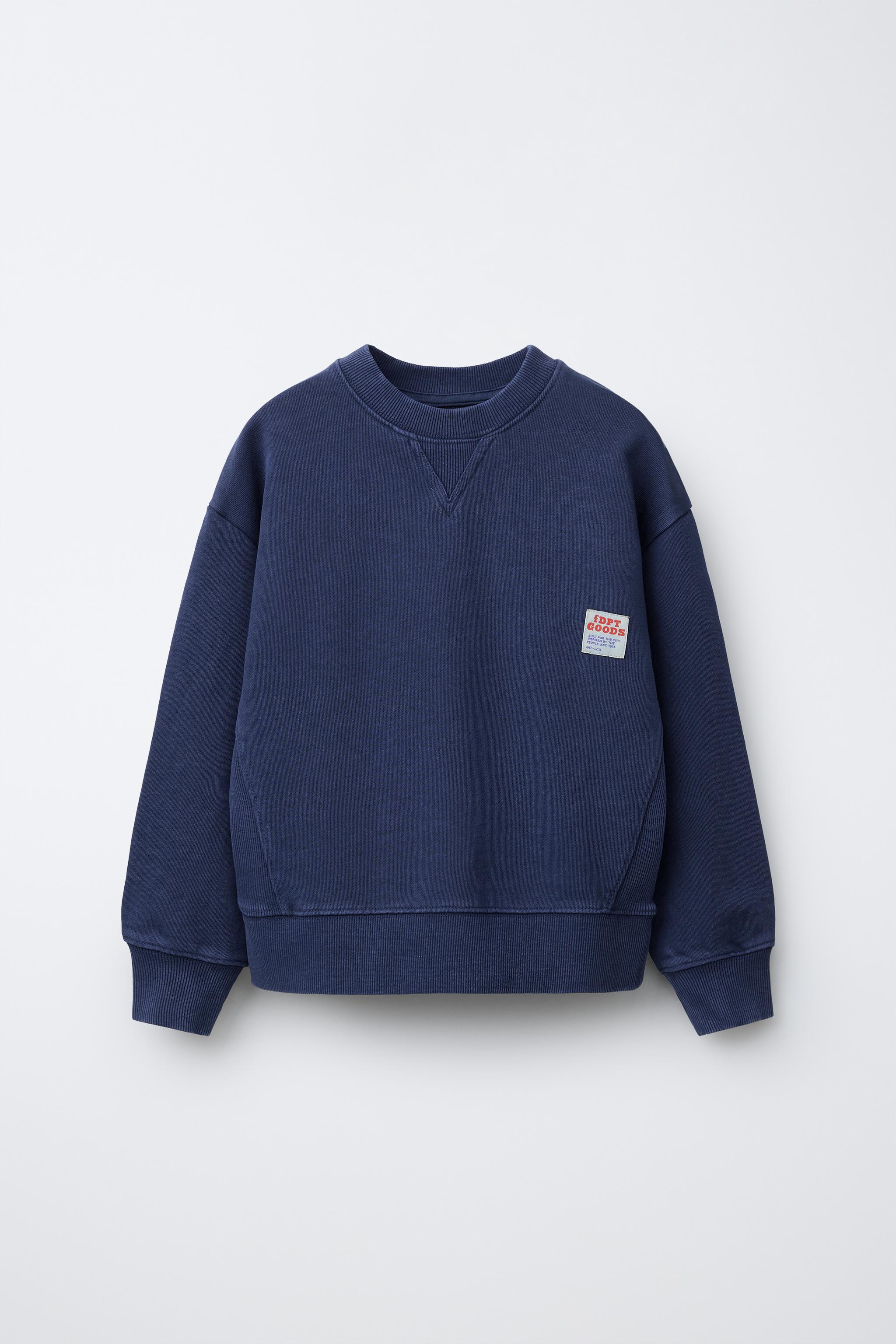GARMENT DYE LABEL SWEATSHIRT - Blue | ZARA United States
