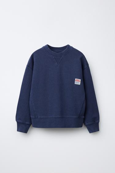 SWEATSHIRT GARMENT DYE LABEL - Blauw van Zara